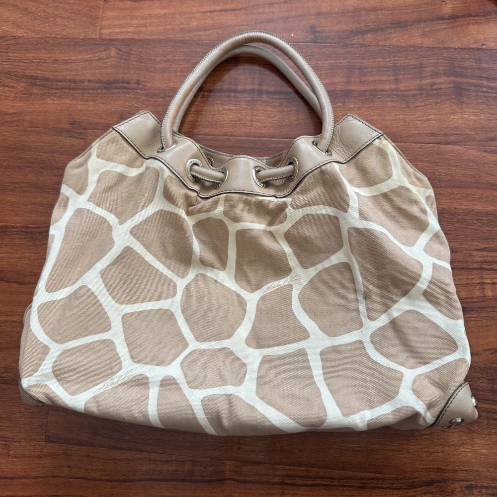 Michael Kors Giraffe Print Canvas Large Shoulder Tote Bag 17x11x5